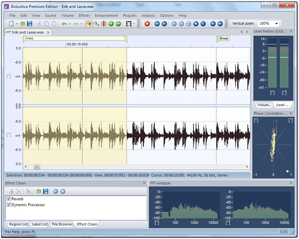 Ацоустица Басиц - Виндовс софтвер за уређивање звука