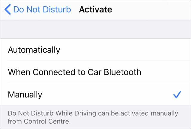 Do Not Disturb გააქტიურეთ ხელით პარამეტრები iPhone-ზე