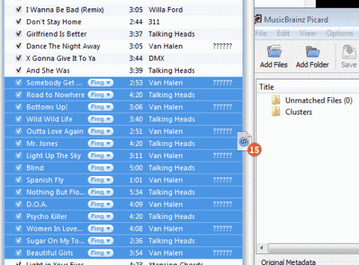 iTunes에서 MusicBrainz로 노래 드래그
