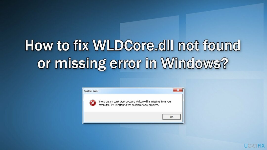 Windows에서 WLDCore.dll을 찾을 수 없거나 누락된 오류를 수정하는 방법은 무엇입니까?