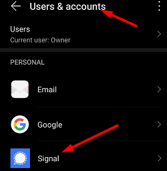 android-user-accounts-სიგნალი