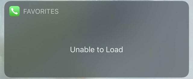 widget favorita kaže da nije moguće učitati na iPhone