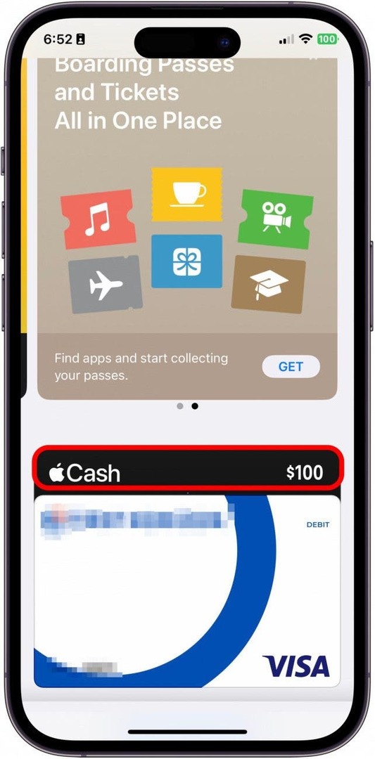 შეეხეთ Apple Cash ბარათს.