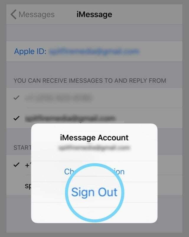 Выход из iMessage на iPhone или iPad