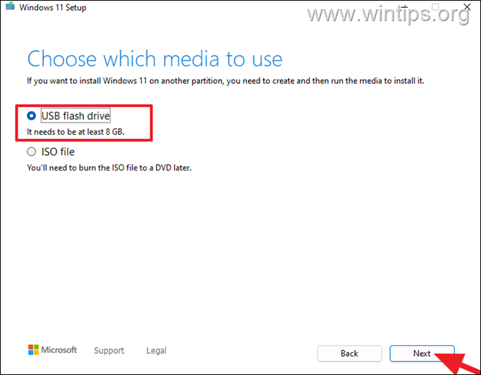 Vytvořte USB disk Windows 11