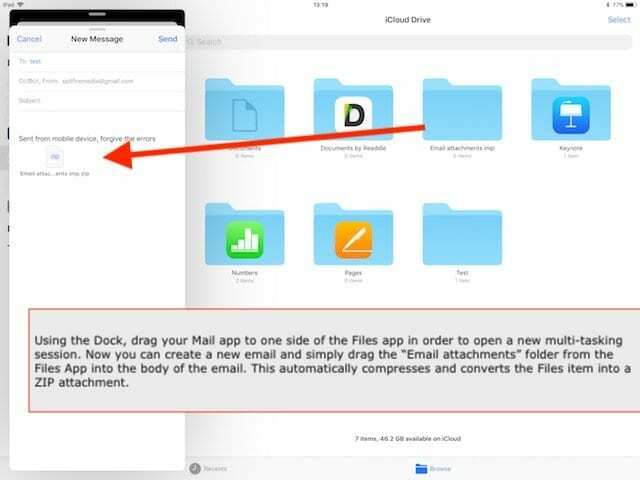 Dołączanie plików ZIP do poczty IOS z aplikacji Pliki