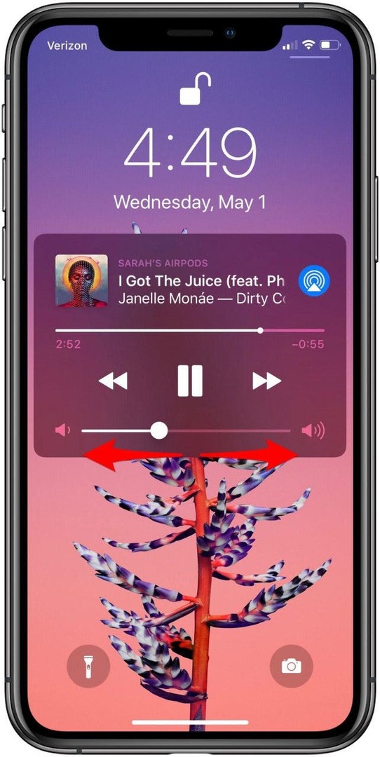 Airpod skaļuma regulēšana iPhone bloķēšanas ekrānā