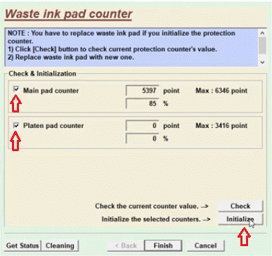 Initiera Waste ink pad counter