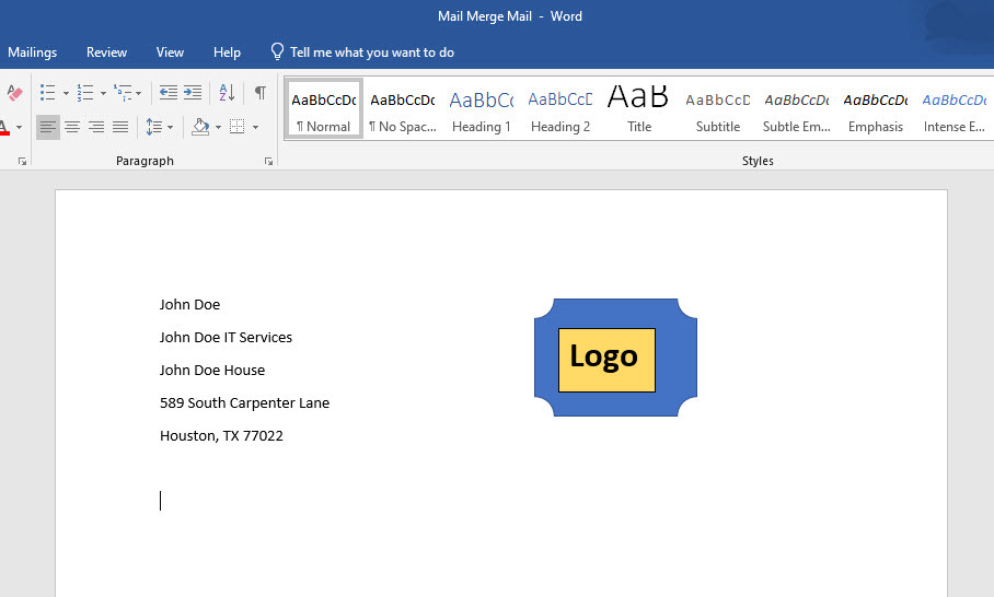 Le modèle Word pour savoir comment effectuer un publipostage dans Word à partir d'Excel