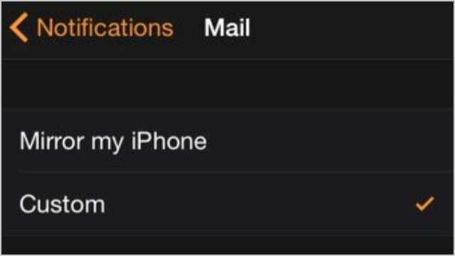 Nastavenia upozornení pre aplikáciu Mail na hodinkách Apple Watch