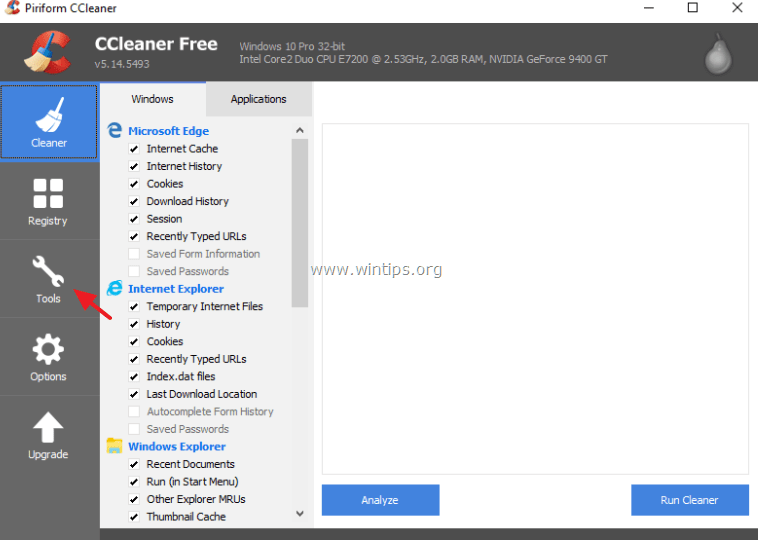 ccleaner usuń aplikacje windows 10