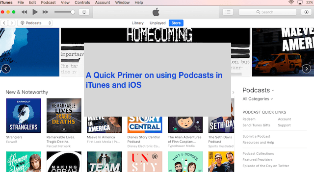 قم بتنزيل ملفات podcast في iTunes