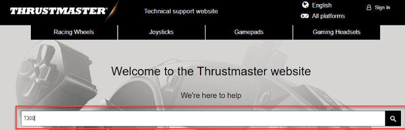 דף התמיכה הרשמי של Thrustmaster