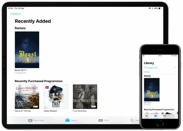 iTunes ფილმების გაქირავება iPhone-ზე და iPad-ზე.