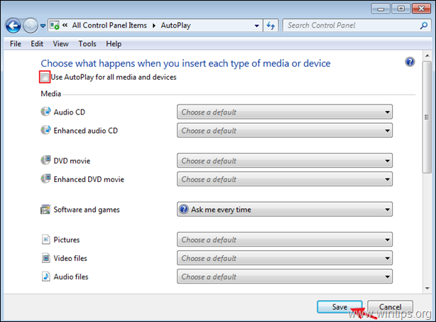 Deaktivieren Sie AutoPlay Windows 7