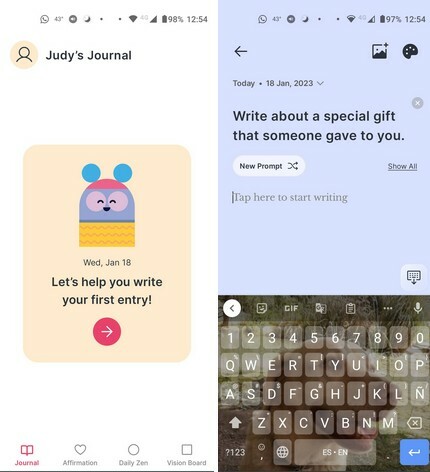 Brezplačna aplikacija za Android Gratitude Journals