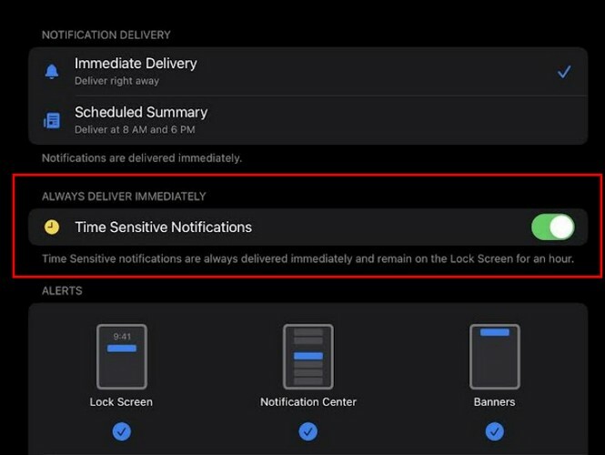 Notificações do iPad sensíveis ao tempo