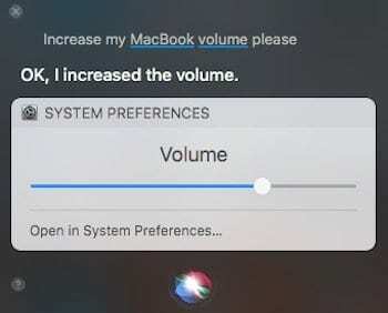 Uporabite Siri za nadzor glasnosti vašega MacBooka