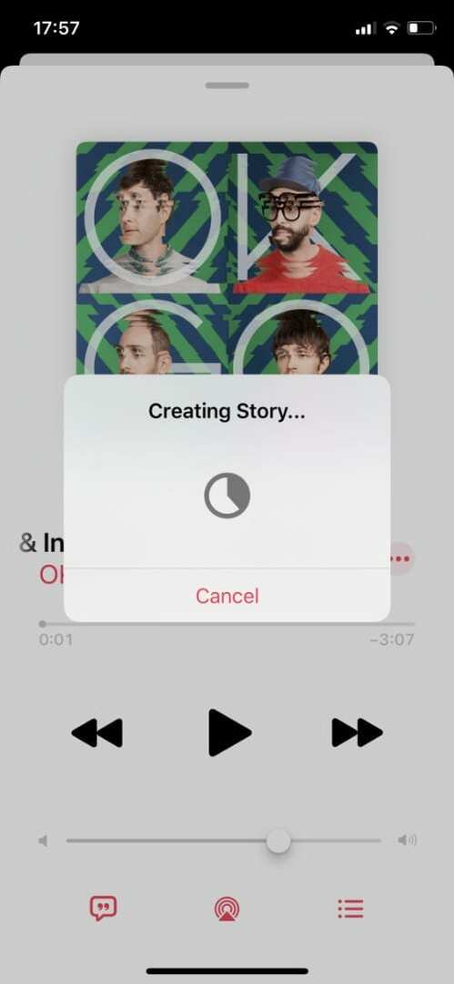 Apple Music से Facebook कहानी बनाना