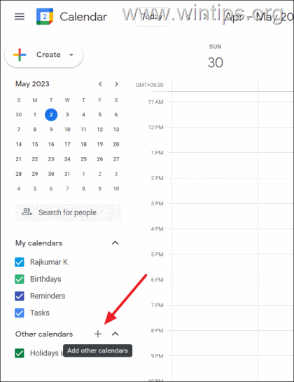 lisage Google'i kalendritesse outlook.com kalender