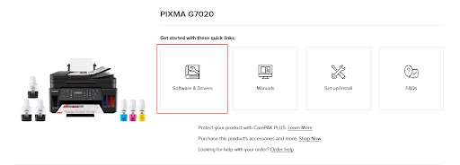 Odaberite softver i upravljački program za Canon G7020