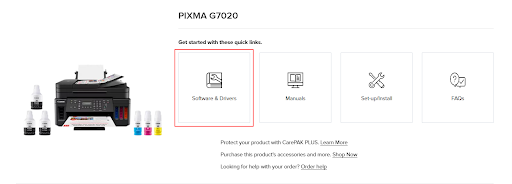 Seleccione software y controlador de Canon G7020