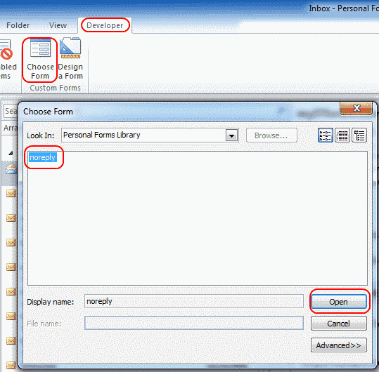 Outlook 2010 folosind formularul