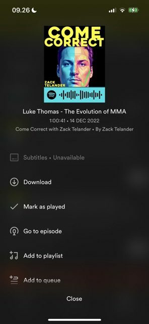 skjermbilde som viser hvordan du laster ned en episode i spotify
