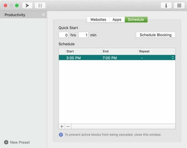 Jadwal situs web yang diblokir di 1Focus 