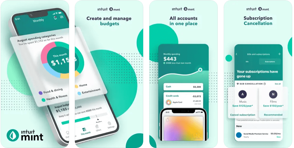 Aplikácia Mint App Store Pic iOS 16 na správu peňazí