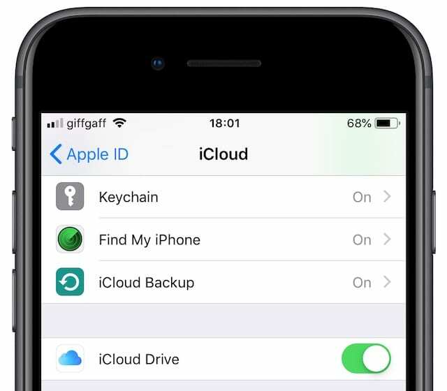 Lülitage iPhone'is sisse iCloud Drive