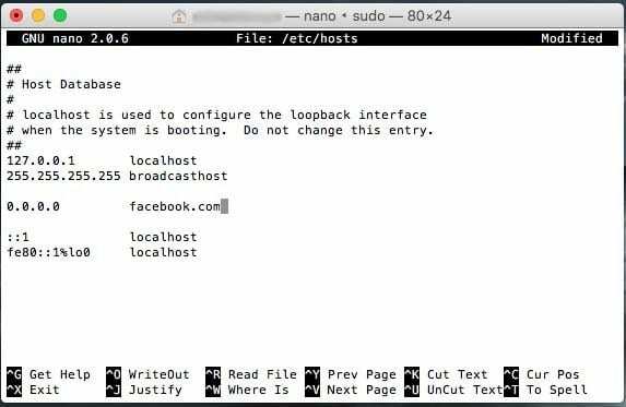 Plik hostów w Nano Editor