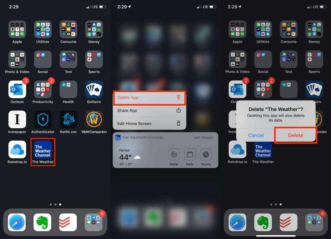 Διαγράψτε την εφαρμογή The Weather Channel