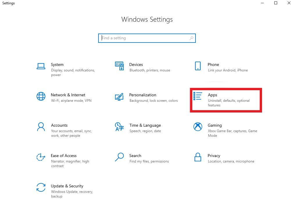 Välj appar från Windows-inställningarna