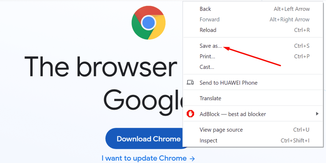 salvați ca opțiune google chrome