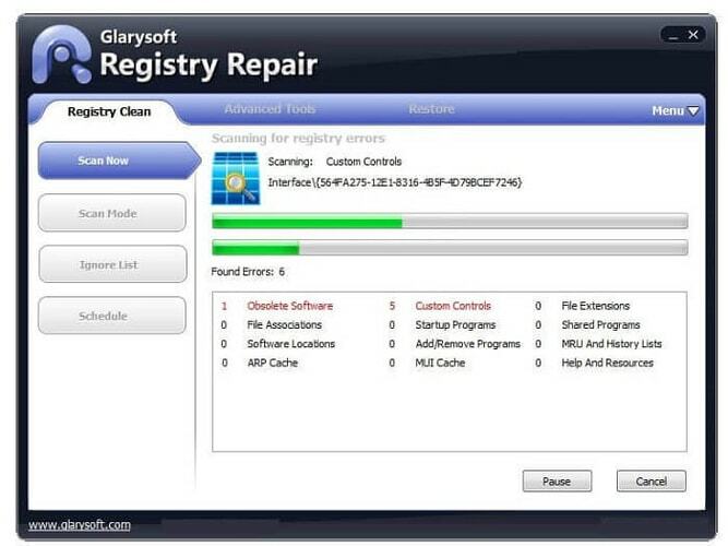 Glarysoft Registry-Reparatur