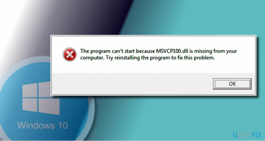 zobrazující chybu „MSVCP110.dll chybí“. 