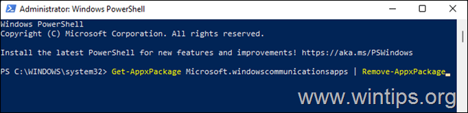 แอพ Removel Mail และแอพปฏิทิน powershell