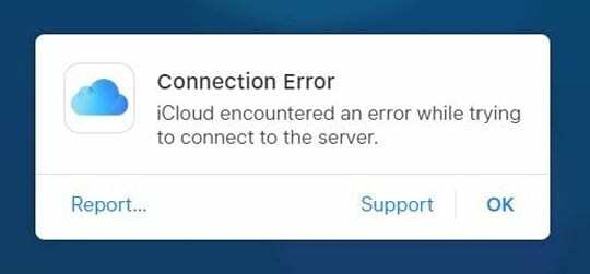 iCloud tidak dapat terhubung ke server