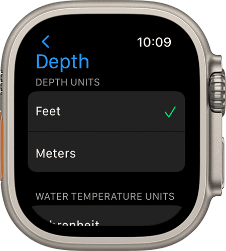 So verwenden Sie die Tiefen-App auf der Apple Watch Ultra – Tiefeneinheiten
