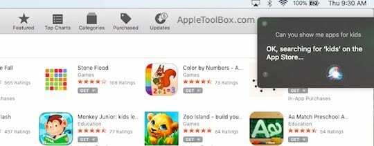A Siri használata az alkalmazáskategória szűrésére MacBookon