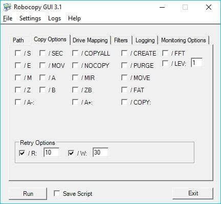 Robo Copy- תוכנת העתקת קבצים