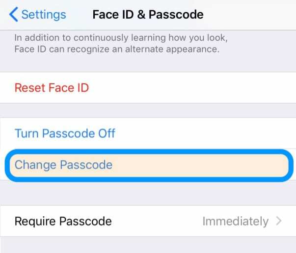 comment changer le mot de passe de l'appareil iPhone