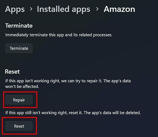 App W11 resetten