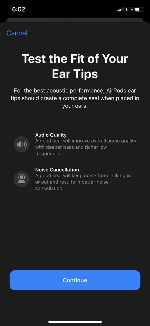 Test de potrivire a vârfului urechii AirPods Pro 1