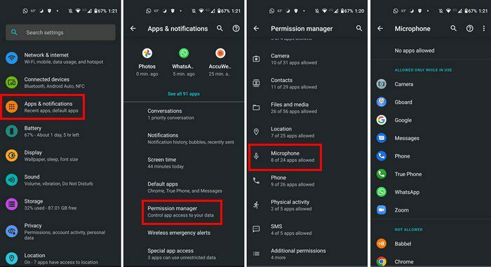 Настройки Android Разрешение микрофона