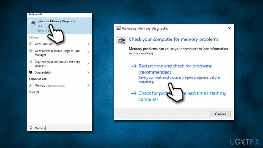 გაუშვით Windows Memory Diagnostic ინსტრუმენტი