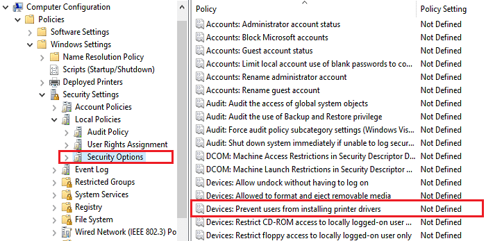 GPO-Devices-Zapobiegaj-instalacji-sterowników-drukarek przez użytkowników