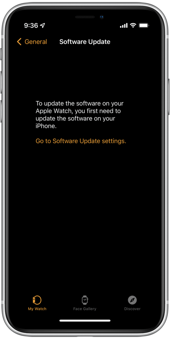Als de update eerst een iOS-update vereist, ziet u het onderstaande bericht.