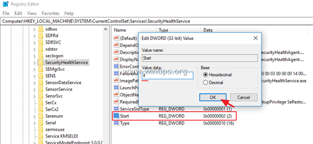 desative o defensor do centro de segurança do windows 10